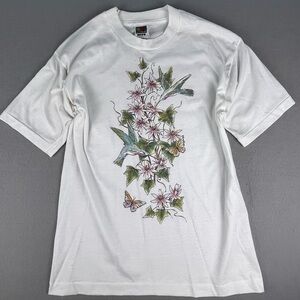 Vintage 90s Single Stitch Fruit Of The Loom Humming Bird T-Shirt Medium